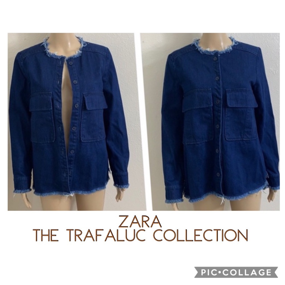🆕 Zara Fray Hem Denim Jacket Long Sleeve Top